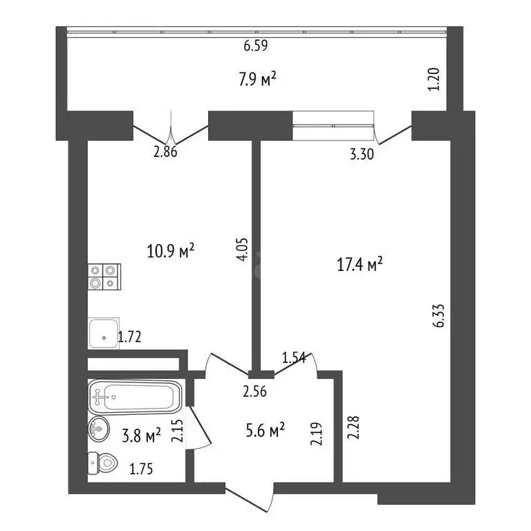 1-комнатная квартира: Тюмень, улица Ю.-Р.Г. Эрвье, 14к1 (40.1 м) - Фото 1