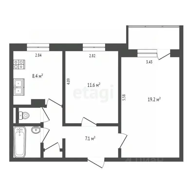 2-к кв. Москва бул. Дмитрия Донского, 9К2 (50.8 м) - Фото 1