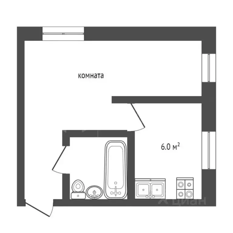 1-к кв. Тюменская область, Тюмень Ямская ул., 112 (30.0 м) - Фото 1