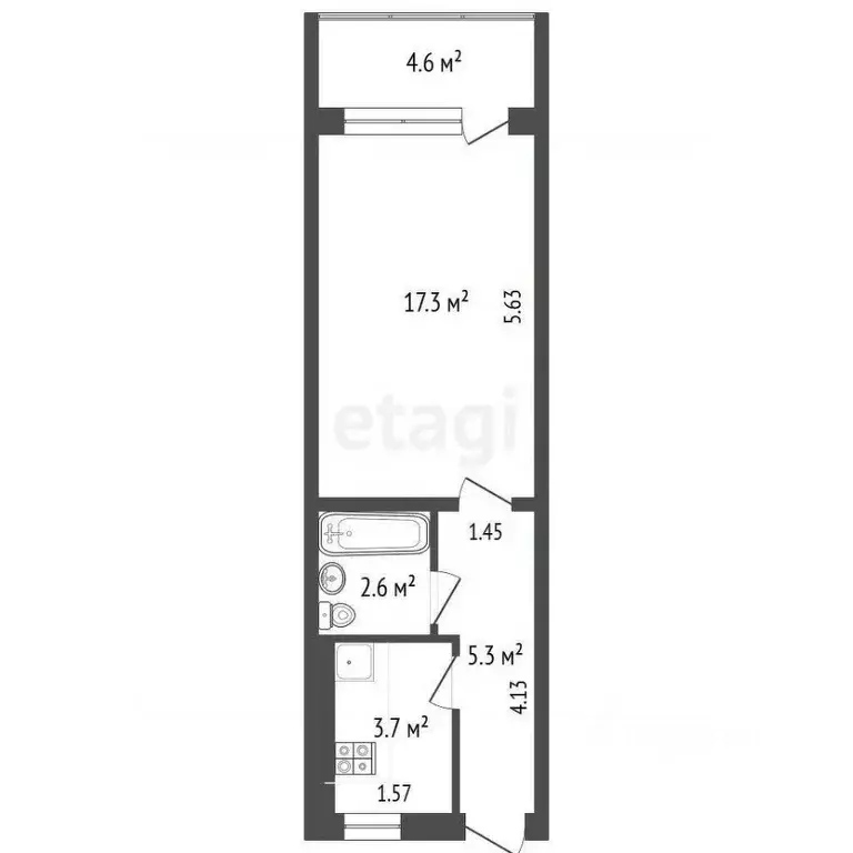 1-к кв. Крым, Ялта ул. Халтурина, 19К3 (28.9 м) - Фото 1