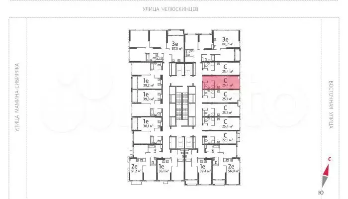 Квартира-студия, 25,4 м, 12/32 эт. - Фото 1