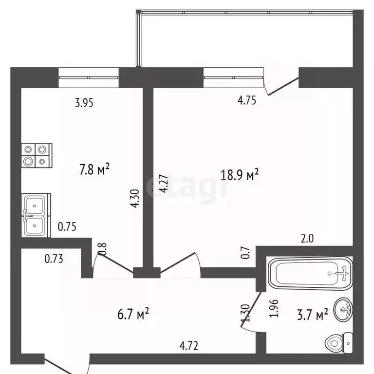 1-к кв. Саха (Якутия), Якутск ул. Кирова, 21/3 (37.1 м) - Фото 1
