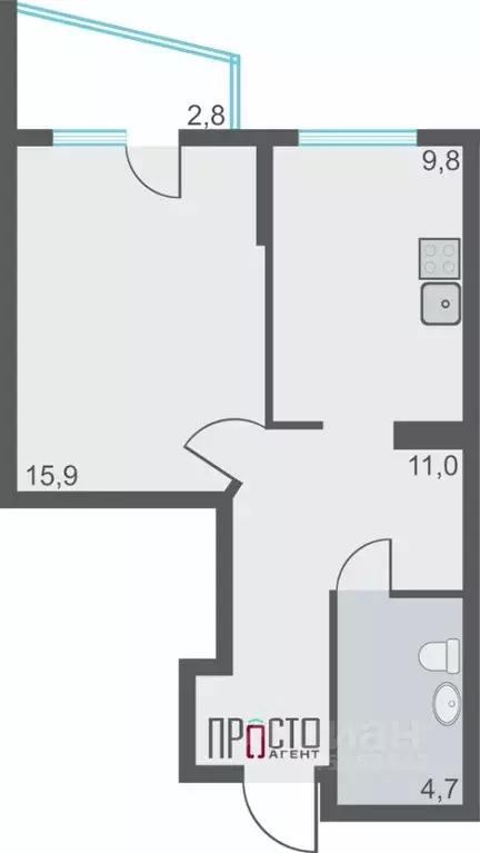 1-к кв. Свердловская область, Екатеринбург ул. Московская, 196 (41.4 ... - Фото 2