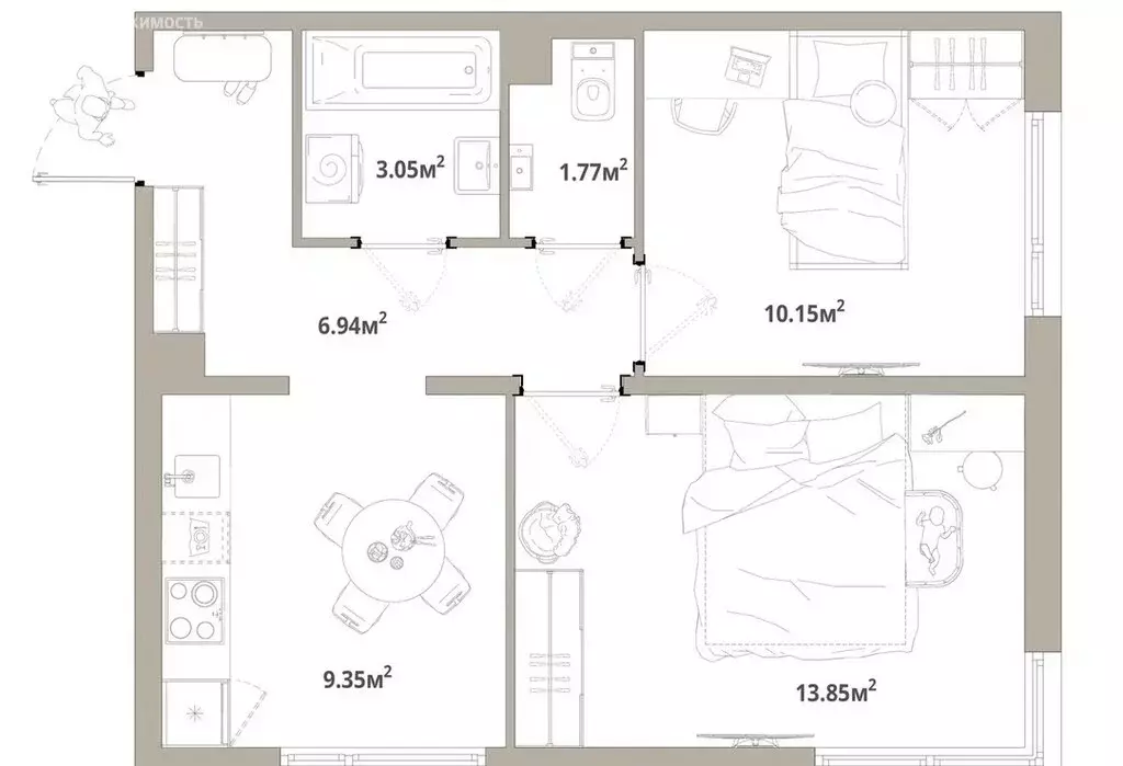 2-комнатная квартира: городской посёлок Новоселье, Центральная улица, ... - Фото 1