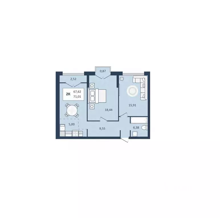 2-к кв. Ставропольский край, Кисловодск  (71.01 м) - Фото 1