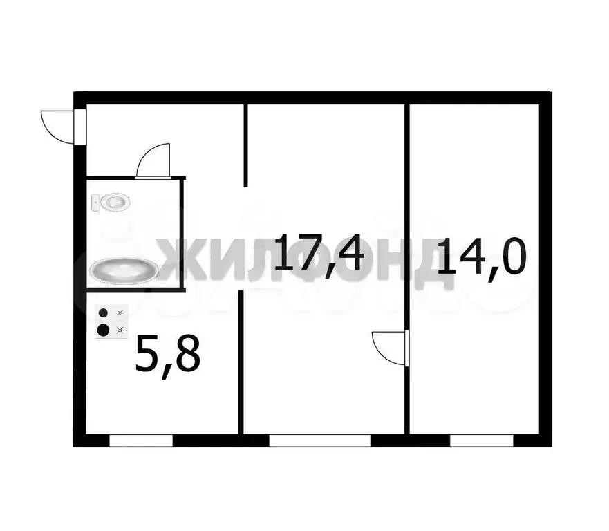 2-к. квартира, 45 м, 1/2 эт. - Фото 0