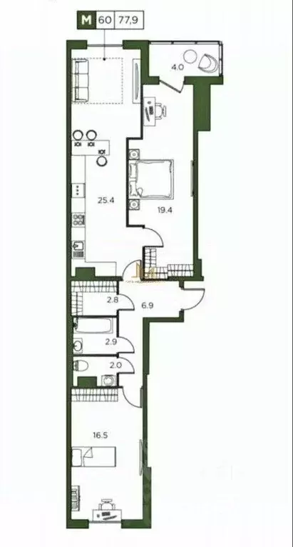 3-к кв. Санкт-Петербург ул. Парфеновская, 6к1 (78.0 м) - Фото 1