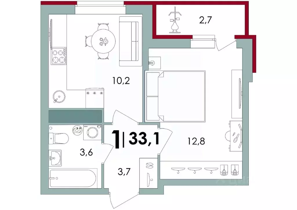 1-к кв. Тверская область, Калининский муниципальный округ, д. Батино  ... - Фото 1