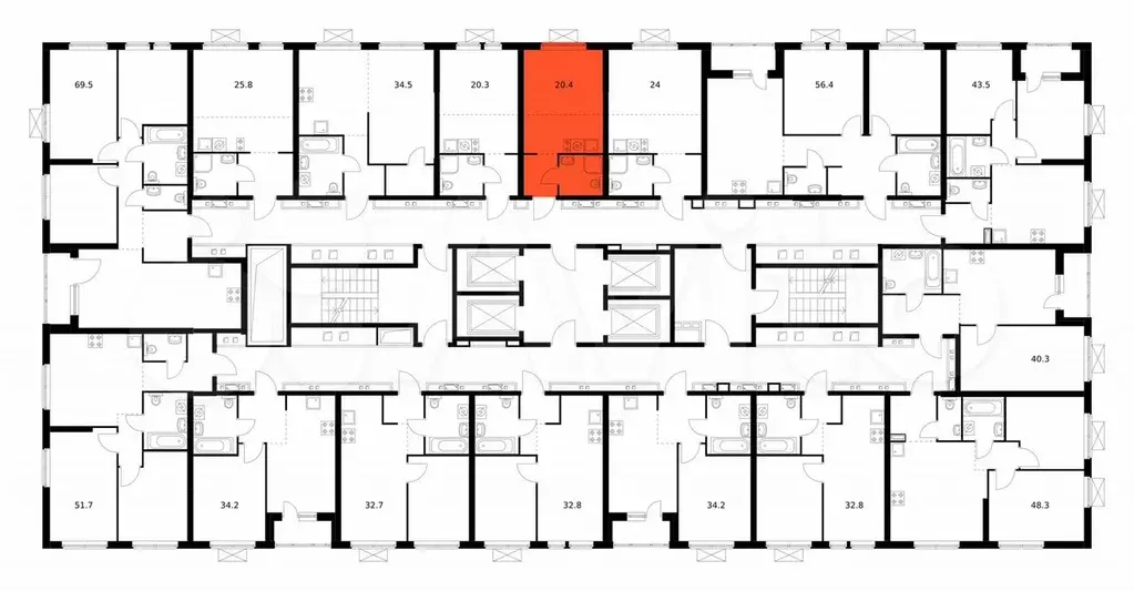 Квартира-студия, 20,4 м, 3/28 эт. - Фото 1