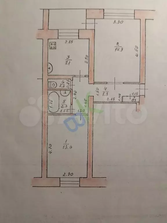 2-к. квартира, 50,1 м, 5/5 эт. - Фото 0