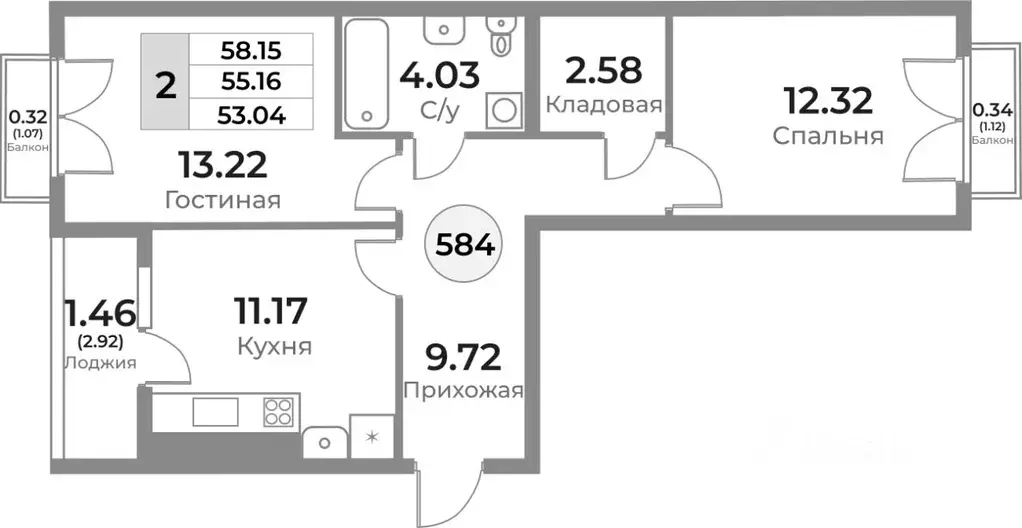 2-к кв. Калининградская область, Калининград Пригородная ул. (55.16 м) - Фото 0