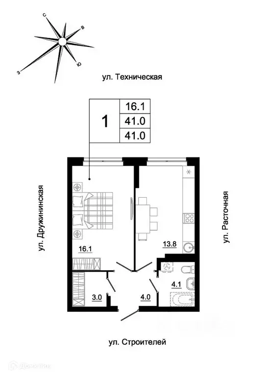 Продаётся 1-к квартира, 40 м - Фото 1