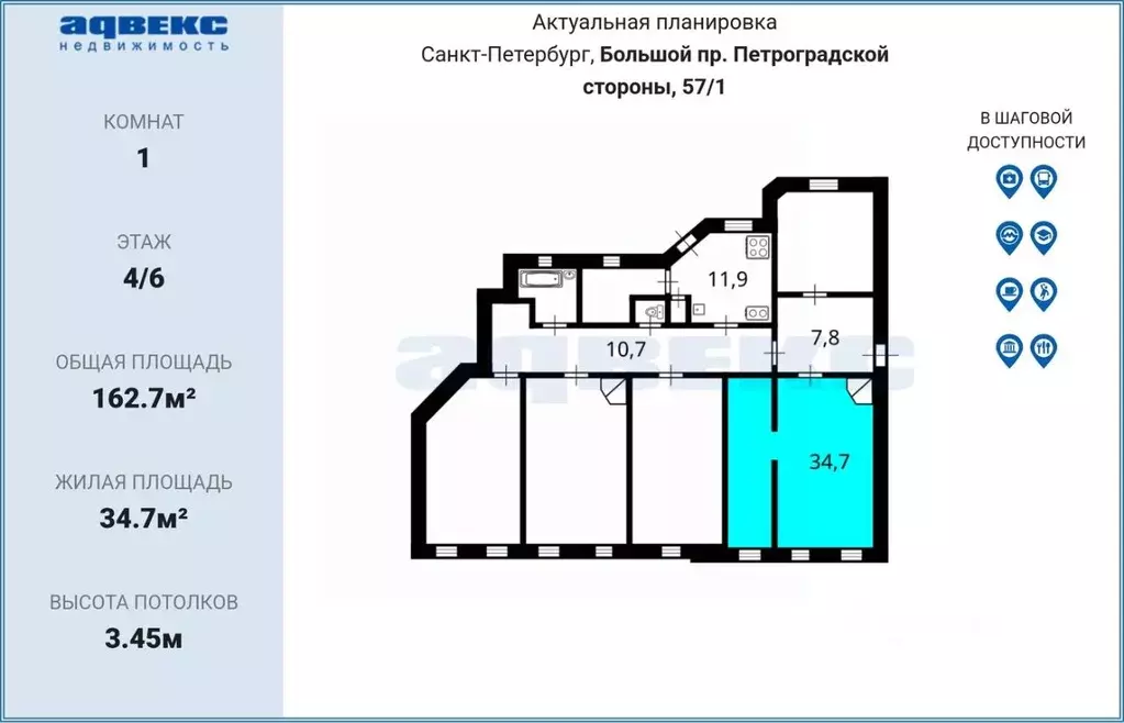 Комната Санкт-Петербург просп. Большой Петроградской стороны, 57/1 ... - Фото 2