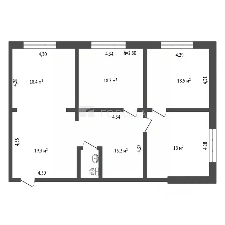 3-к кв. Кемеровская область, Новокузнецк Запорожская ул., 15а (122.5 ... - Фото 2
