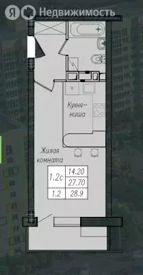 Квартира-студия: Курск, улица Энгельса, 158к1 (28.9 м) - Фото 0