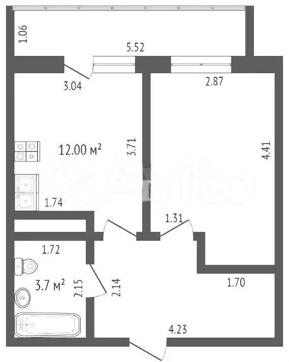1-к. квартира, 33,6 м, 16/21 эт. - Фото 0