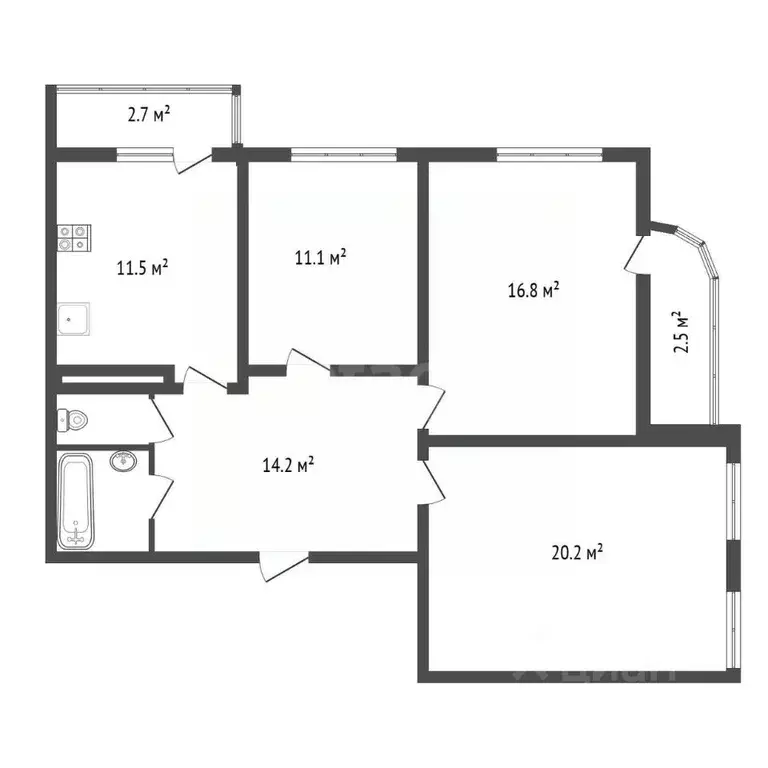 3-к кв. Санкт-Петербург Союзный просп., 8к1 (78.1 м) - Фото 2