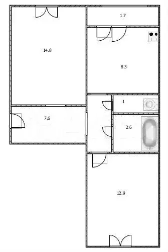 2-к. квартира, 47,2 м, 1/1 эт. - Фото 0