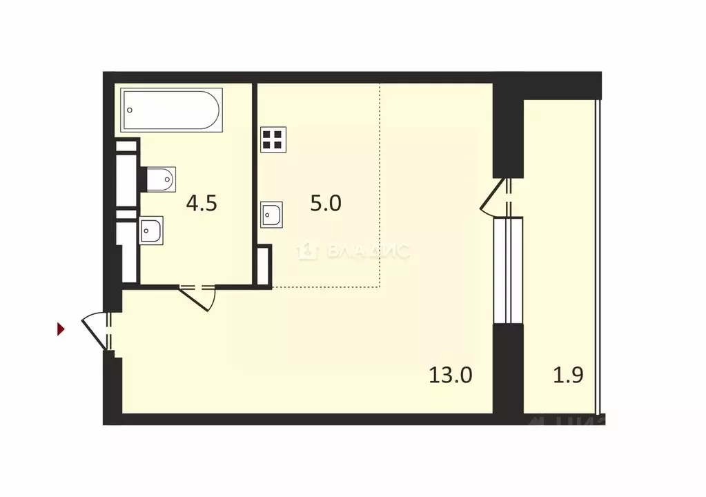 Студия Московская область, Химки Совхозная ул., 16к2 (22.8 м) - Фото 1