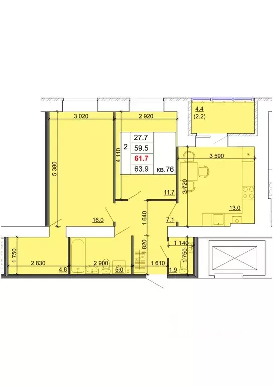 2-к кв. Костромская область, Кострома Давыдовский-2 мкр, Лесной ... - Фото 1