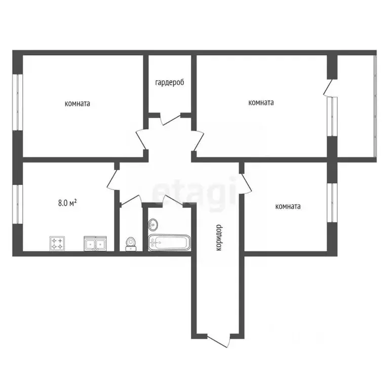 3-к кв. Ямало-Ненецкий АО, Ноябрьск ул. Изыскателей, 38А (65.4 м) - Фото 2