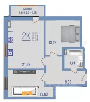 2-к кв. Адыгея, Майкоп Госпитальная ул. (70.18 м) - Фото 1