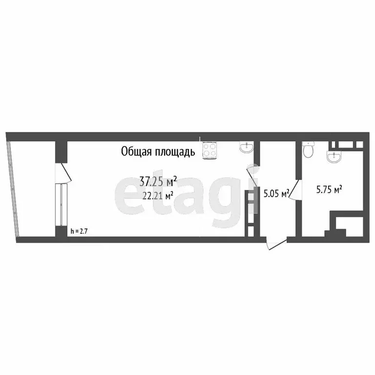 1-комнатная квартира: Томск, Сибирская улица, 9А (24 м) - Фото 0