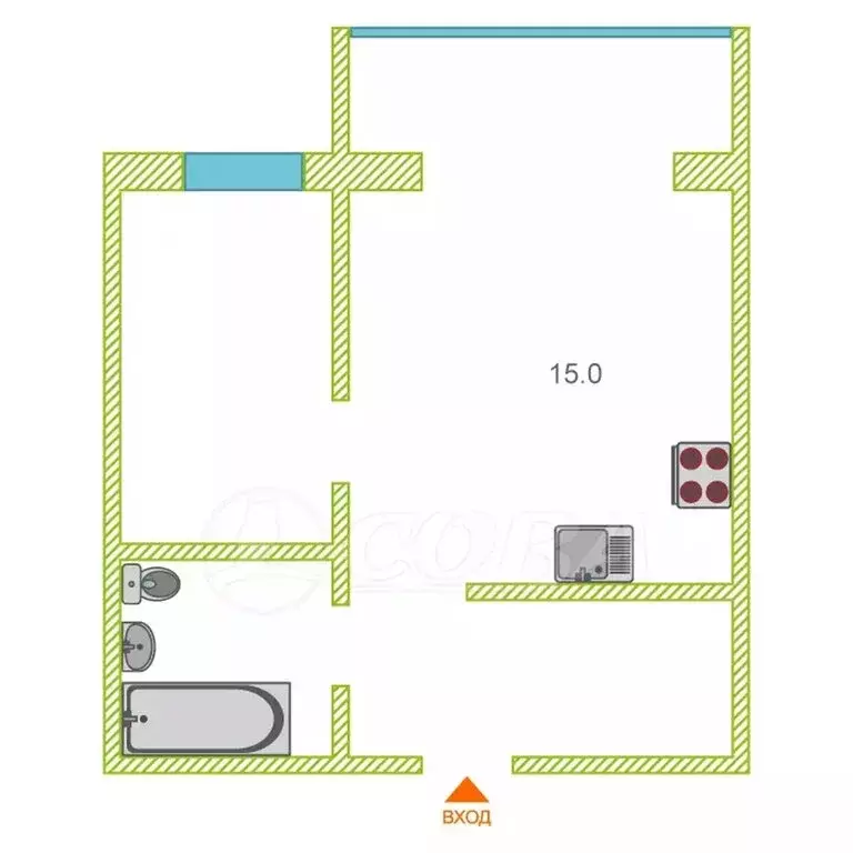1-комнатная квартира: Тюмень, улица Разведчика Кузнецова, 16 (39 м) - Фото 1