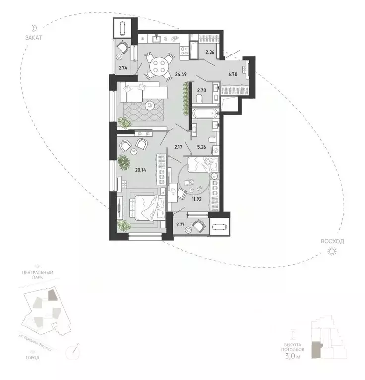 2-к кв. Тульская область, Тула ул. Фридриха Энгельса, 70А (81.25 м) - Фото 0