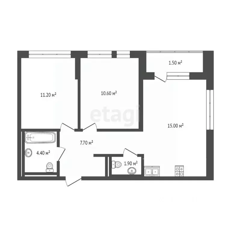 2-к кв. Тюменская область, Тюмень Полевая ул., 117к4 (53.6 м) - Фото 0