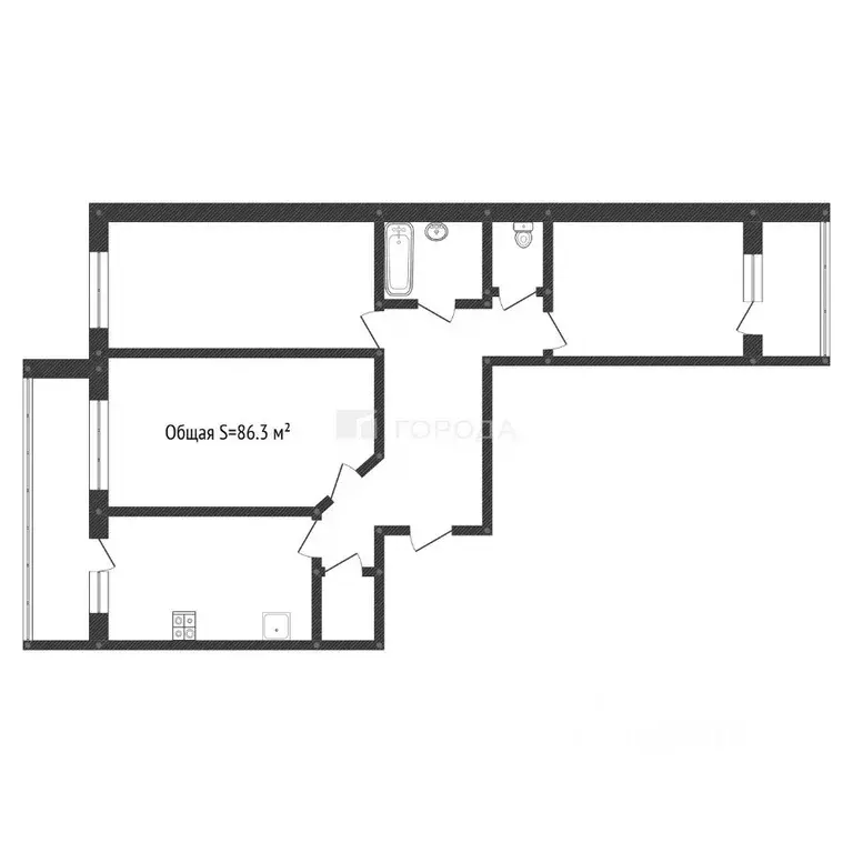 3-к кв. Алтайский край, Барнаул ул. Папанинцев, 117 (86.3 м) - Фото 2