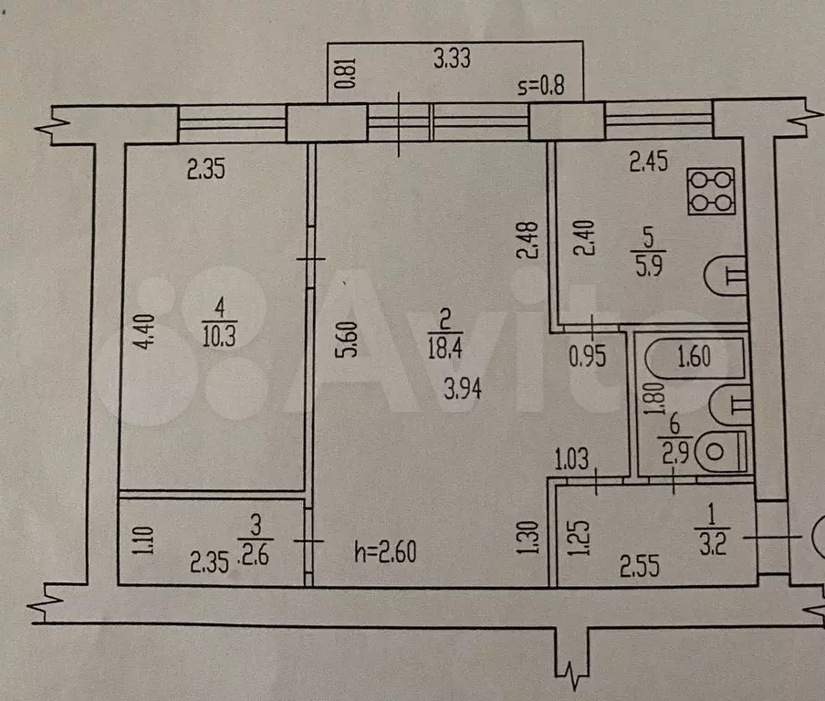 2-к. квартира, 43,5 м, 2/2 эт. - Фото 0