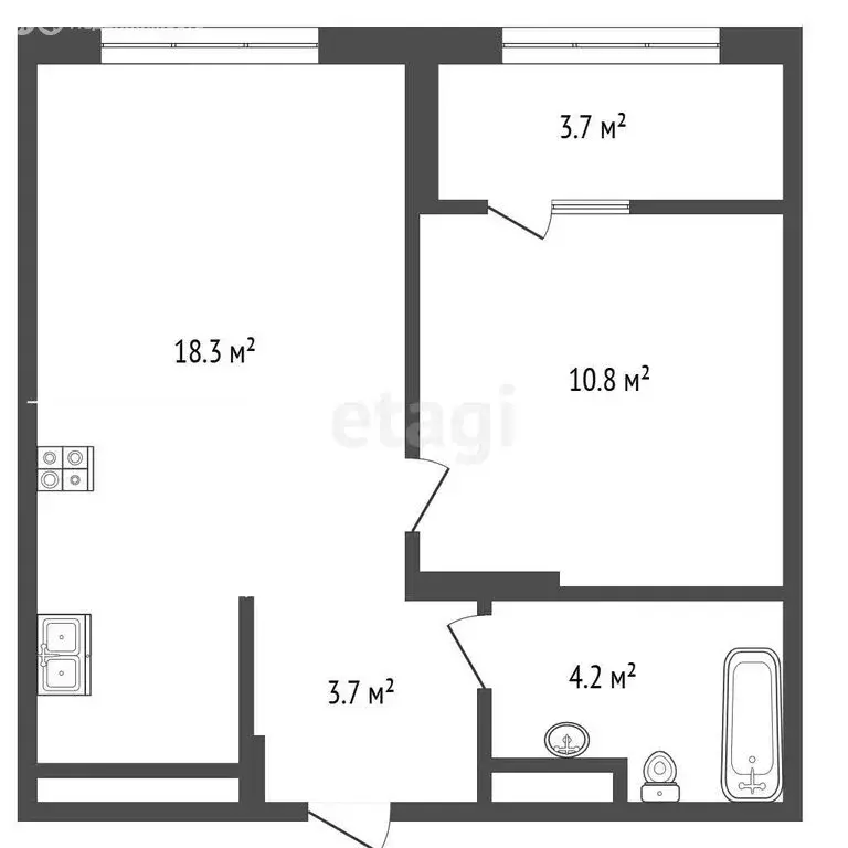 1-комнатная квартира: Тюмень, улица Эльвиры Федоровой, 1к1 (37.1 м) - Фото 1