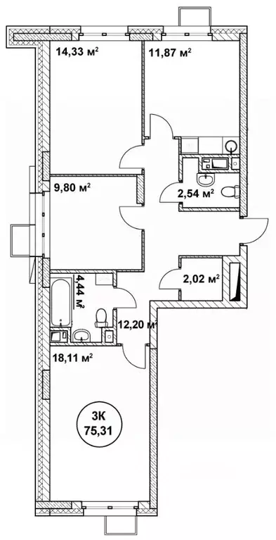 3-к кв. Нижегородская область, Нижний Новгород ул. Родионова (75.31 м) - Фото 1