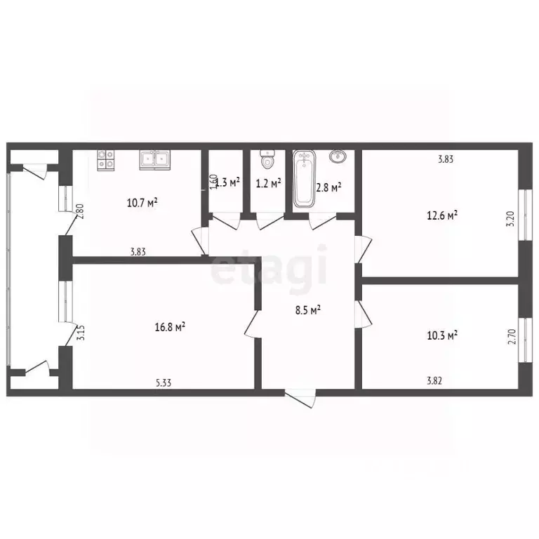 3-к кв. Севастополь ул. Горпищенко, 118А (66.3 м) - Фото 2