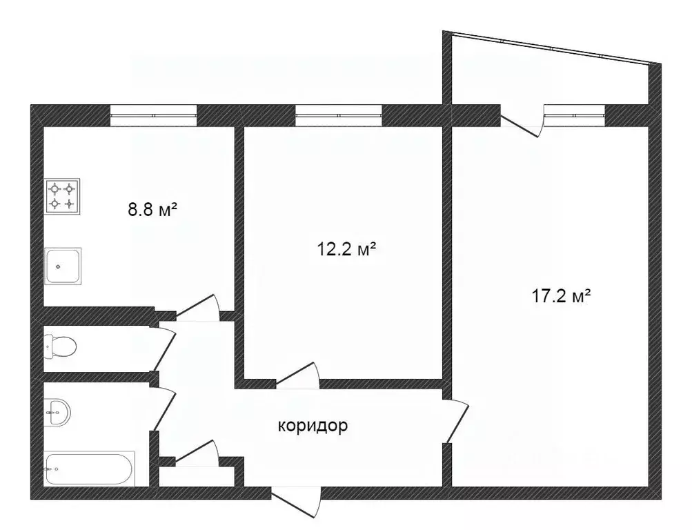 2-к кв. Тюменская область, Тюмень Профсоюзная ул., 30 (49.6 м) - Фото 2