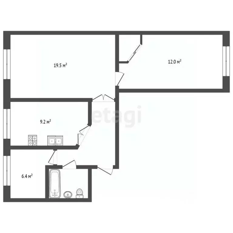 2-к кв. Камчатский край, Вилючинск Кронштадтская ул., 6 (58.1 м) - Фото 2