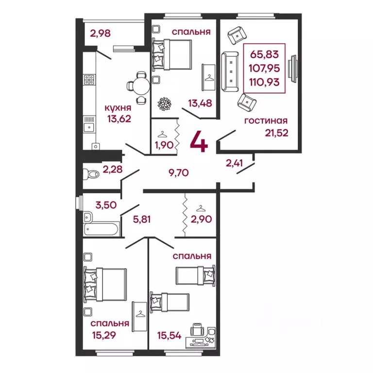 4-к кв. Пензенская область, Пенза ул. Высокая, 10 (110.93 м) - Фото 1