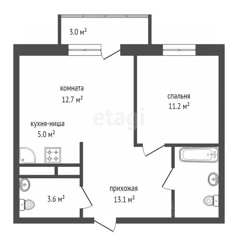 2-к кв. Красноярский край, Красноярск Свободный просп., 66Рк1 (47.6 м) - Фото 2