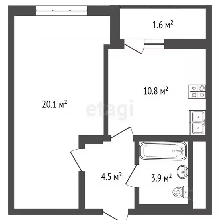 1-к кв. Москва Кусковская ул., 12/1 (39.3 м) - Фото 2