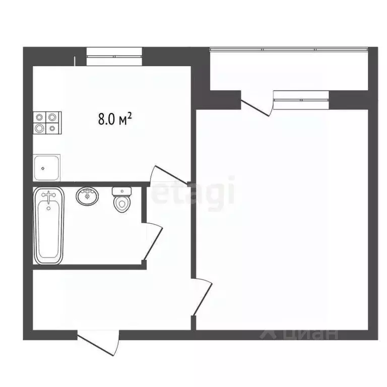1-к кв. Ямало-Ненецкий АО, Новый Уренгой Энтузиастов мкр, 1 (34.7 м) - Фото 2