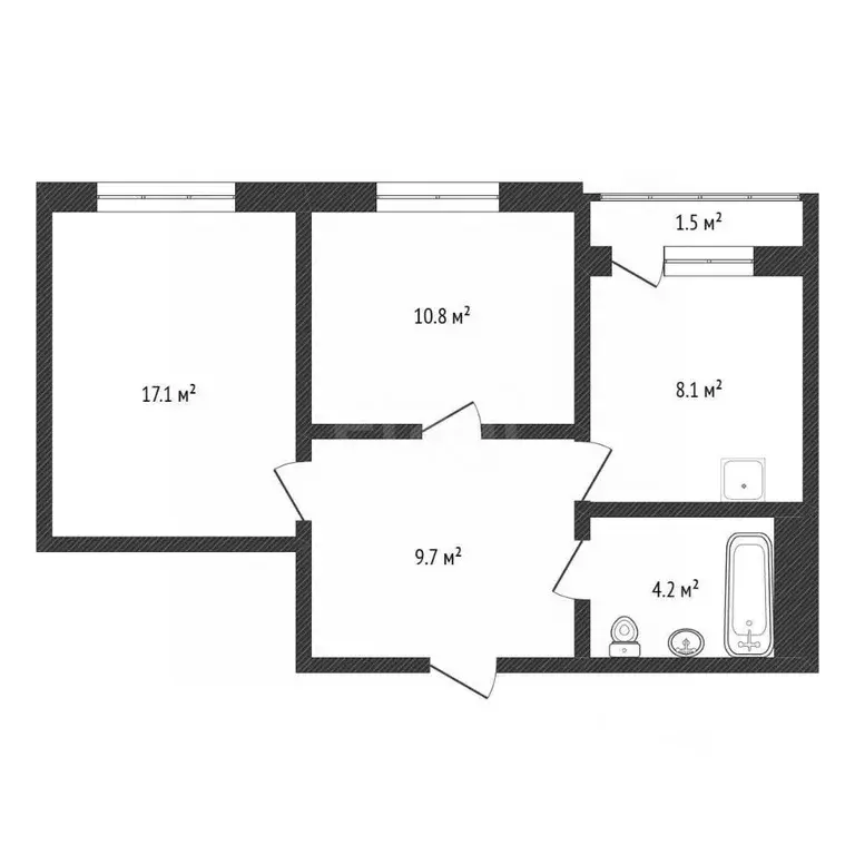 2-к кв. Нижегородская область, Нижний Новгород ул. академика Сахарова, ... - Фото 2