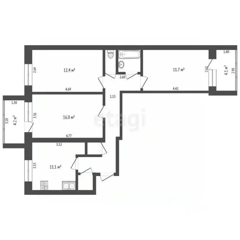 3-к кв. Тюменская область, Тюменский муниципальный округ, с. Червишево ... - Фото 2