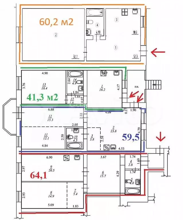 1-к. квартира, 59,5 м, 1/8 эт. - Фото 0