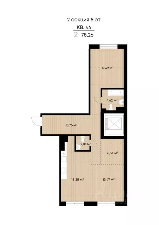 2-к кв. Иркутская область, Иркутск ул. Лебедева-Кумача, 25 (78.26 м) - Фото 1