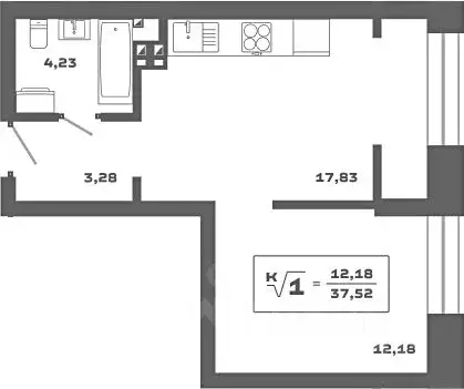 1-к кв. Новосибирская область, Новосибирск Аэропорт мкр,  (37.52 м) - Фото 0