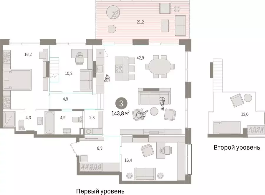 3-комнатная квартира: Тюмень, Краснооктябрьская улица, 4к3 (143.81 м) - Фото 2
