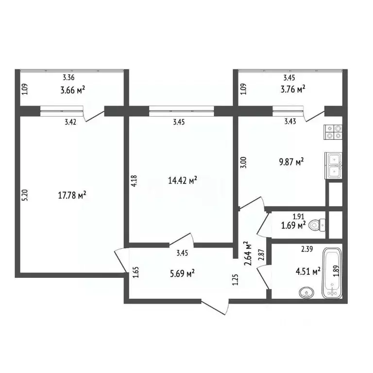 2-к кв. Самарская область, Самара просп. Карла Маркса, 438б (58.0 м) - Фото 2