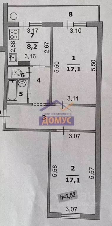 2-к кв. Белгородская область, Белгород бул. Юности, 33 (61.2 м) - Фото 0