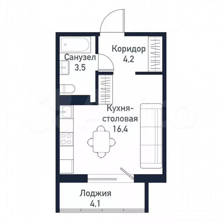 Квартира-студия, 24 м, 5/10 эт. - Фото 1